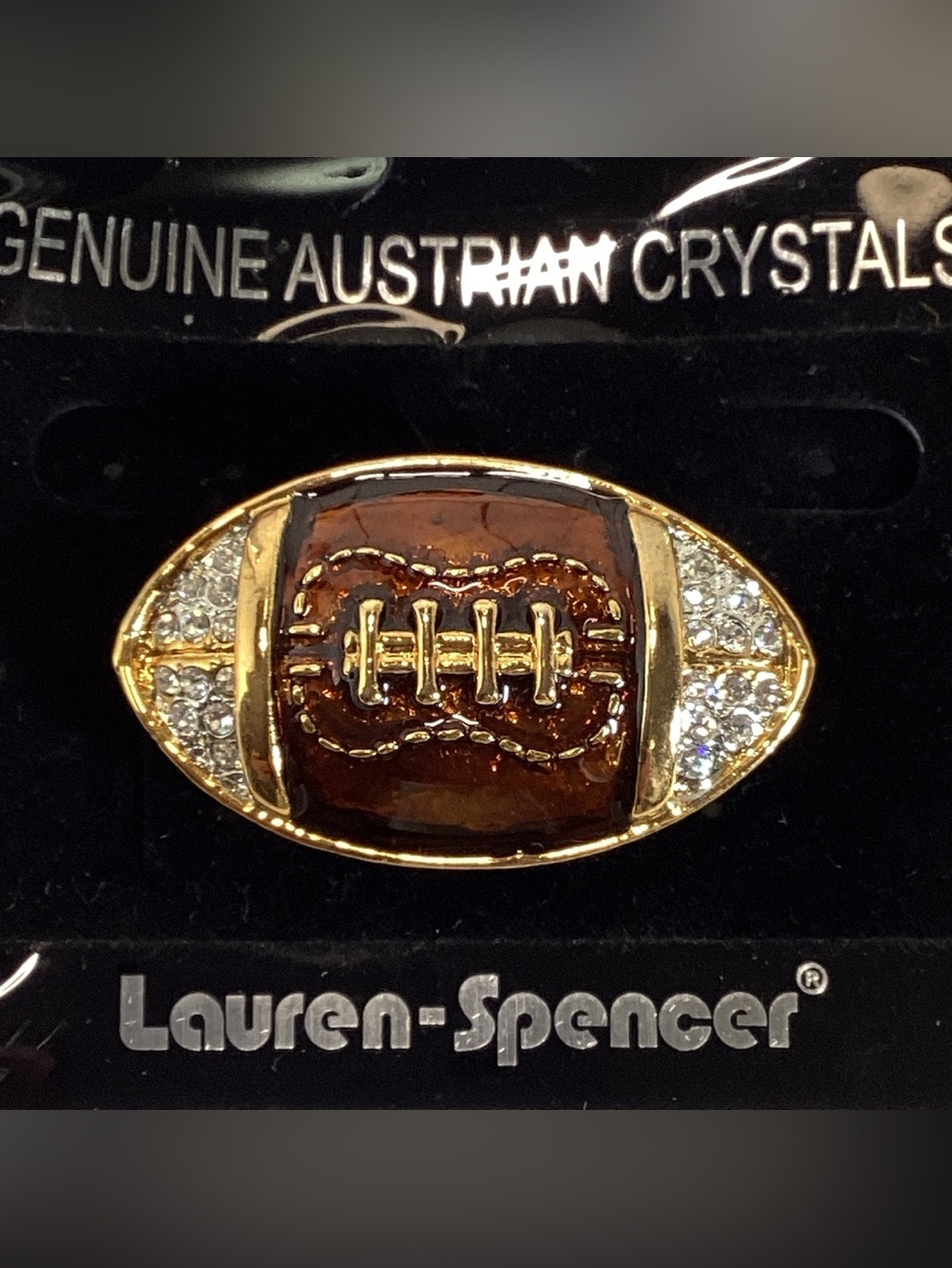 New Football Pin Genuine Austrian Crystals by Lauren Spencer